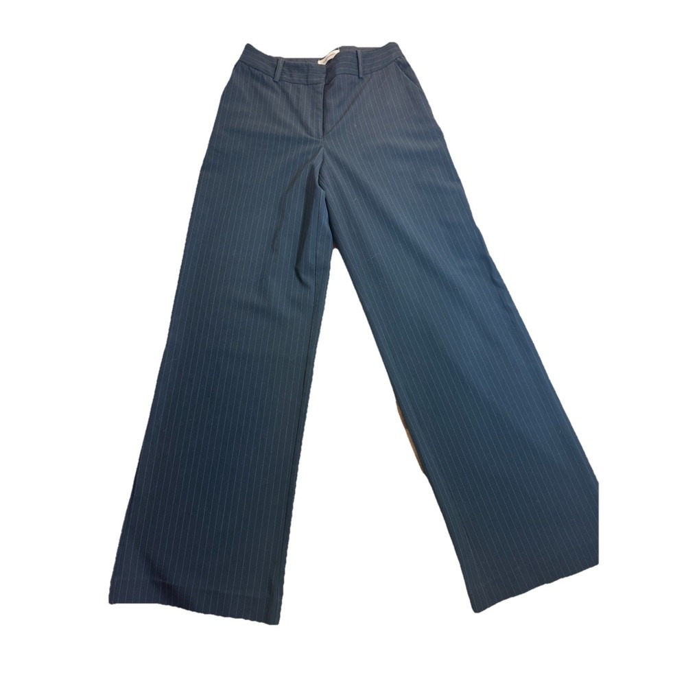Isaac Mizrahi Blk Pinstripe Wide Leg Slack Pant WMNS 6 Career‎ Preppy Streetwear